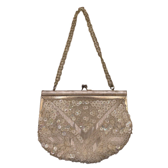 Vintage Partners By Mervyn's Beaded Iridescent Kiss Lock Purse - Picture 1 of 13